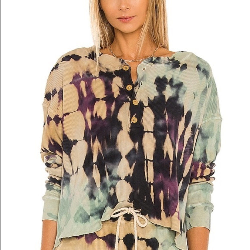Free People x Daydreamer Tie Dye Thermal Henley